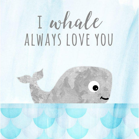 Whale Always Love You Black Modern Wood Framed Art Print by Quach, Anna