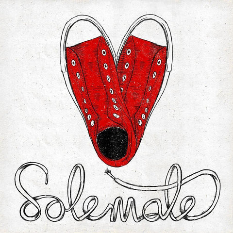 Sole Mate Black Modern Wood Framed Art Print by SD Graphics Studio