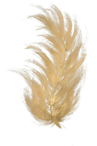 Gold Feather I Black Ornate Wood Framed Art Print with Double Matting by Hewitt, L.