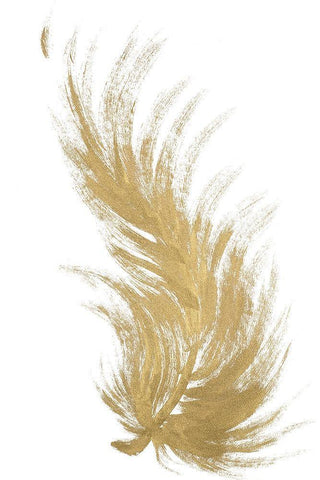 Gold Feather II White Modern Wood Framed Art Print with Double Matting by Hewitt, L.
