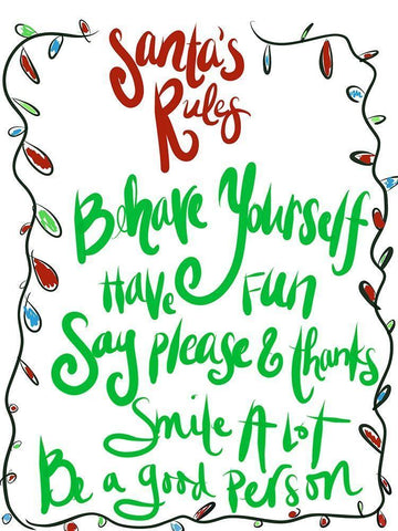 Santas Rules Black Ornate Wood Framed Art Print with Double Matting by SD Graphics Studio