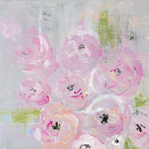 Field of Roses Black Modern Wood Framed Art Print by James, Nola