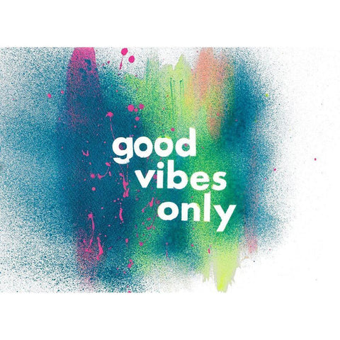 Good Vibes Only Black Modern Wood Framed Art Print by James, Nola