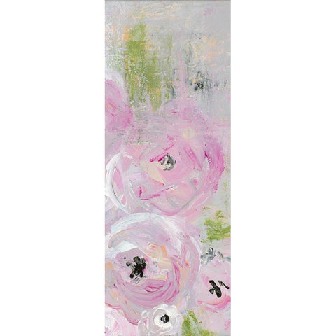 Pink Pastel Floral I Black Modern Wood Framed Art Print with Double Matting by James, Nola