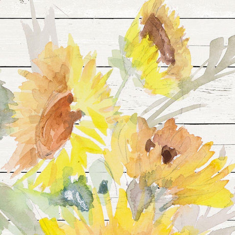 Blooming Sunflower Square III Gold Ornate Wood Framed Art Print with Double Matting by Loreth, Lanie