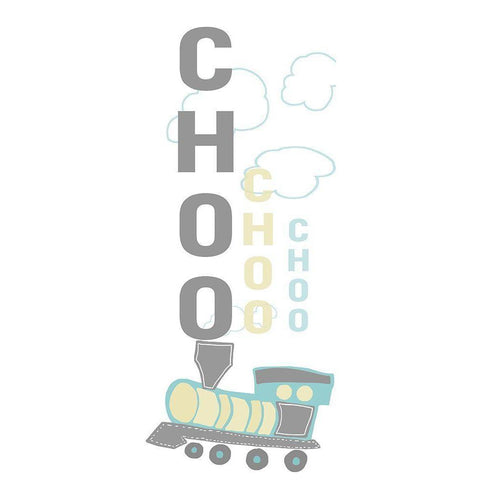 Choo Choo Train Black Modern Wood Framed Art Print with Double Matting by Quach, Anna