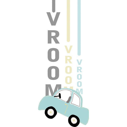 Vroom said the Car White Modern Wood Framed Art Print by Quach, Anna