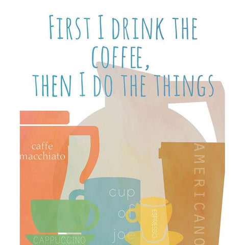 First Drink Coffee White Modern Wood Framed Art Print by Quach, Anna
