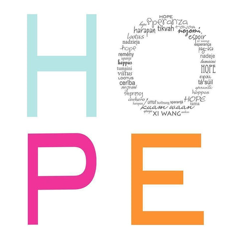 HOPE White Modern Wood Framed Art Print by Quach, Anna
