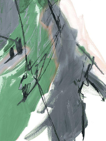 Rare Green and Gray Abstract I Black Ornate Wood Framed Art Print with Double Matting by Maria, Robin