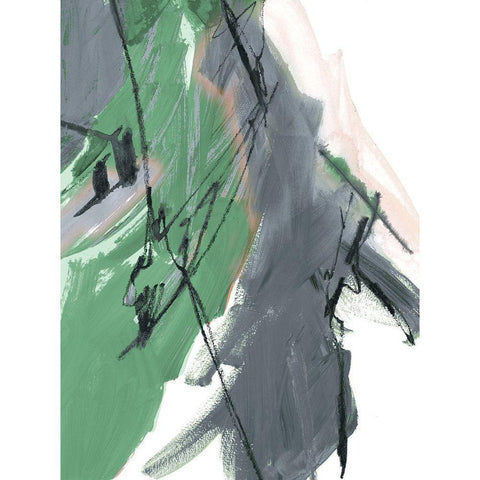 Rare Green and Gray Abstract I Black Modern Wood Framed Art Print by Maria, Robin