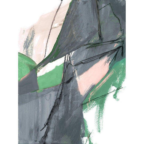 Rare Green and Gray Abstract II Black Modern Wood Framed Art Print with Double Matting by Maria, Robin