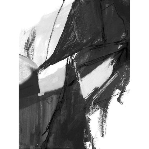Black and White Abstract I Black Modern Wood Framed Art Print with Double Matting by Maria, Robin