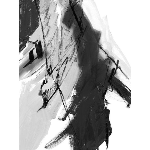 Black and White Abstract II Black Modern Wood Framed Art Print with Double Matting by Maria, Robin
