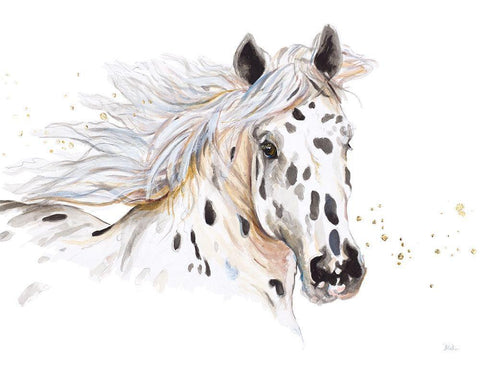 Appaloosa White Modern Wood Framed Art Print with Double Matting by Pinto, Patricia