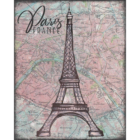 Map of Paris White Modern Wood Framed Art Print by Medley, Elizabeth