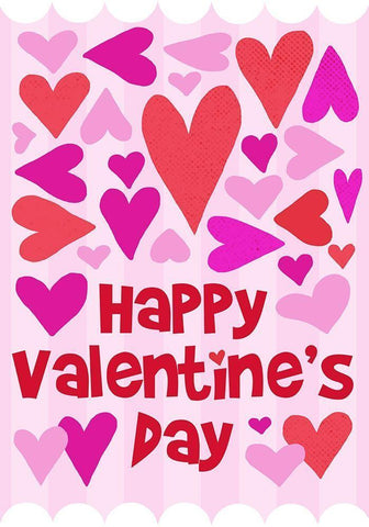 Happy Valentine with Hearts White Modern Wood Framed Art Print with Double Matting by Quach, Anna