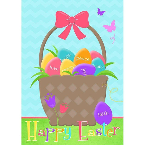 Happy Easter Basket Black Modern Wood Framed Art Print by Quach, Anna