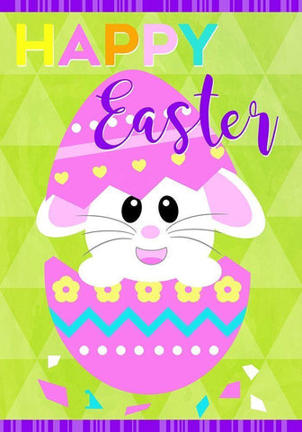 Happy Easter Bunny in Egg White Modern Wood Framed Art Print with Double Matting by Quach, Anna