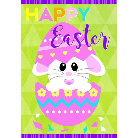 Happy Easter Bunny in Egg Black Modern Wood Framed Art Print by Quach, Anna