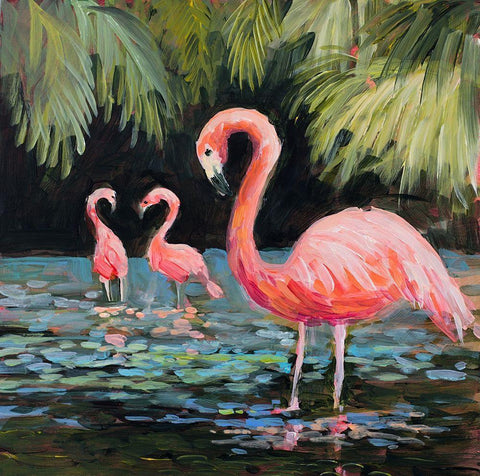 Relaxing Flamingo II Black Ornate Wood Framed Art Print with Double Matting by Slivka, Jane