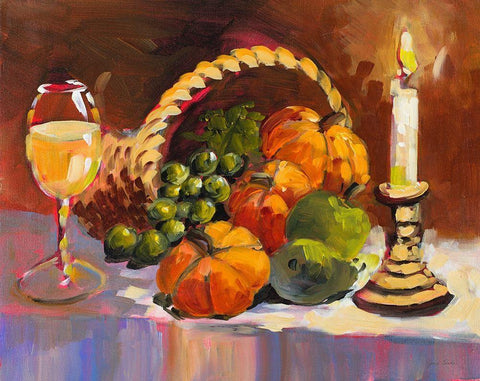 Candle Light Harvest I White Modern Wood Framed Art Print with Double Matting by Slivka, Jane