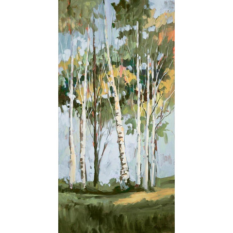 Golden Birch Trees II Black Modern Wood Framed Art Print by Slivka, Jane