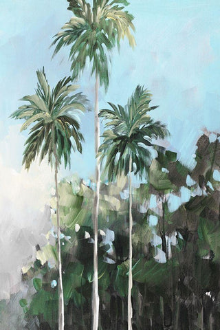 Palms on the Coast White Modern Wood Framed Art Print with Double Matting by Slivka, Jane