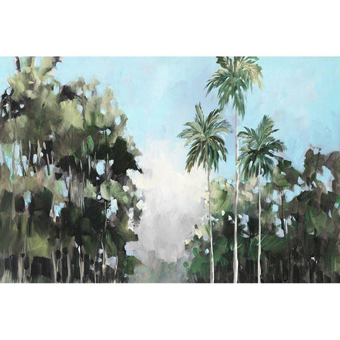 Palms On The Coast White Modern Wood Framed Art Print by Slivka, Jane