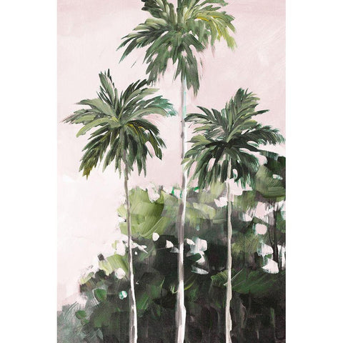 Palms Under A Pink Sky Black Modern Wood Framed Art Print with Double Matting by Slivka, Jane