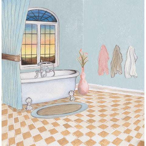 Pastel Bath I Black Modern Wood Framed Art Print with Double Matting by Medley, Elizabeth