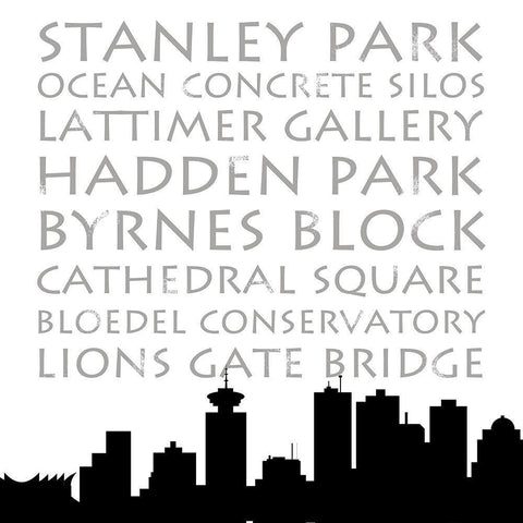 Vancouver Skyline Square White Modern Wood Framed Art Print with Double Matting by Quach, Anna