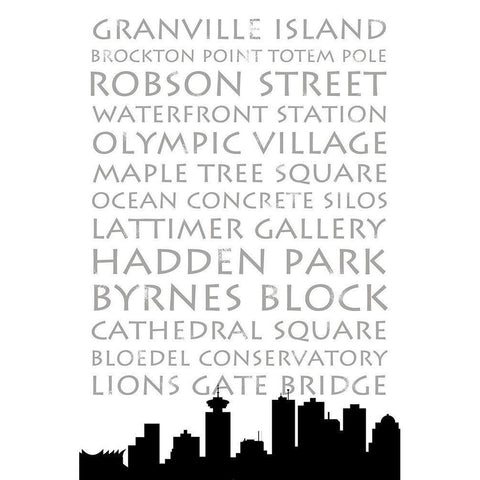 Vancouver Skyline Black Modern Wood Framed Art Print by Quach, Anna