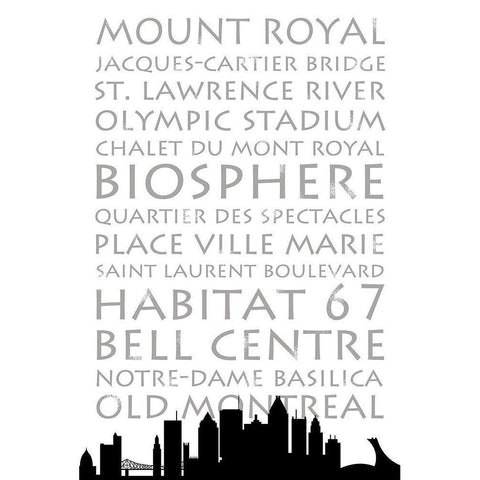 Montreal Skyline Black Modern Wood Framed Art Print with Double Matting by Quach, Anna