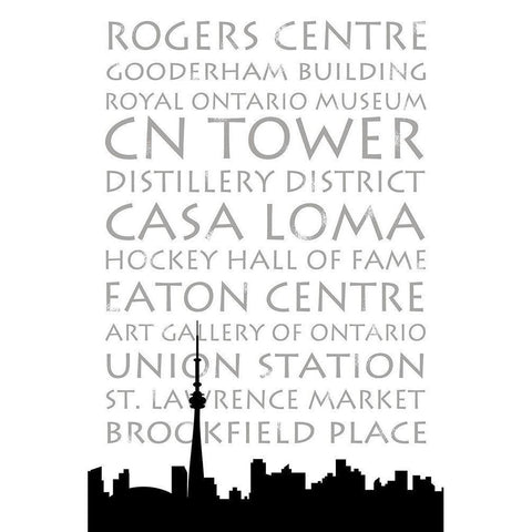 Toronto Skyline Black Modern Wood Framed Art Print with Double Matting by Quach, Anna
