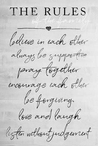 Family Rules White Modern Wood Framed Art Print with Double Matting by Quach, Anna