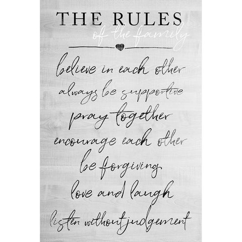 Family Rules Black Modern Wood Framed Art Print by Quach, Anna