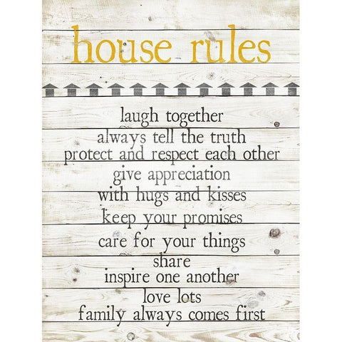 House Rules Gold Ornate Wood Framed Art Print with Double Matting by Quach, Anna