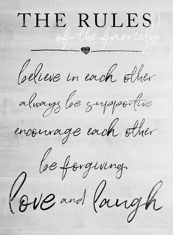 Family Rules Black Ornate Wood Framed Art Print with Double Matting by Quach, Anna