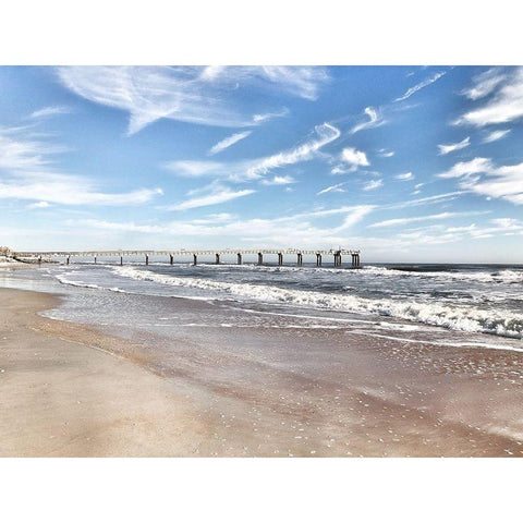 Coastal Dock White Modern Wood Framed Art Print by Acosta