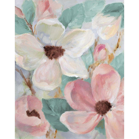 Silently Bloom Teal I Gold Ornate Wood Framed Art Print with Double Matting by Loreth, Lanie