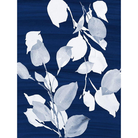 Simple Leaves on Navy Black Modern Wood Framed Art Print with Double Matting by Loreth, Lanie