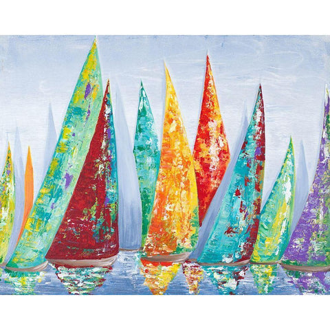 Offshore Sailboat Race White Modern Wood Framed Art Print by Ritter, Gina
