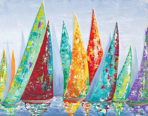 Offshore Sailboat Race White Modern Wood Framed Art Print with Double Matting by Ritter, Gina