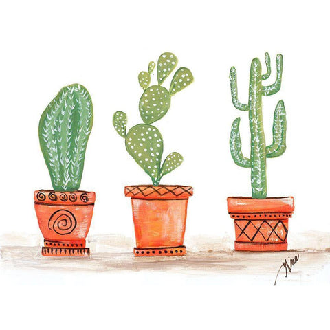 Cactus Trio White Modern Wood Framed Art Print by Ritter, Gina