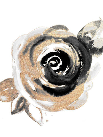 Gold Rosa Salvaje I White Modern Wood Framed Art Print with Double Matting by Pinto, Patricia