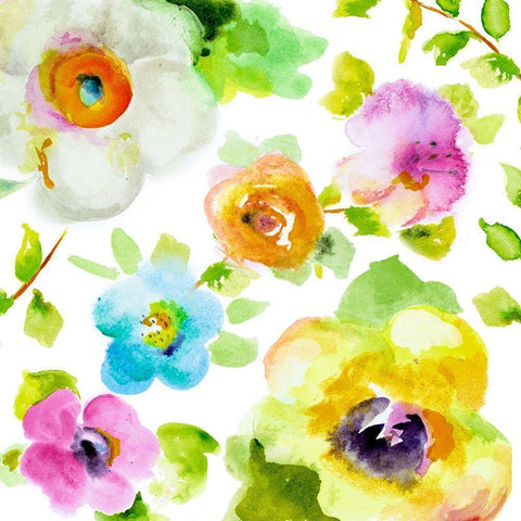 Rosy Vines II White Modern Wood Framed Art Print by Pinto, Patricia