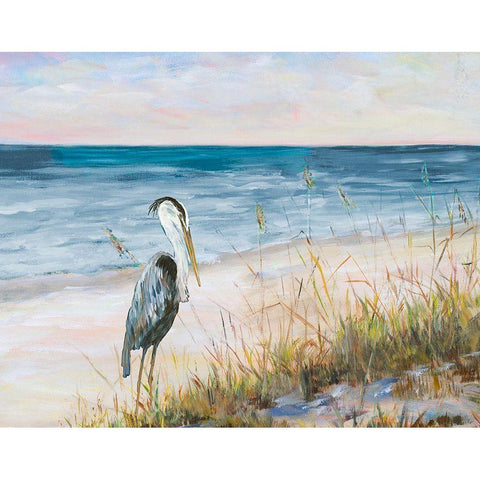 Heron Ocean View Black Modern Wood Framed Art Print with Double Matting by DeRice, Julie