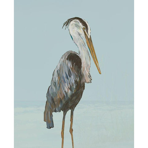 Coastal Heron I Black Modern Wood Framed Art Print with Double Matting by DeRice, Julie
