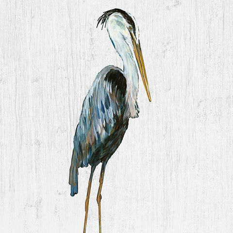 Heron on Whitewash III White Modern Wood Framed Art Print by DeRice, Julie